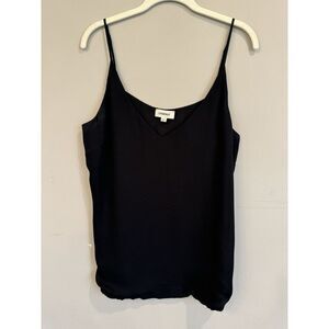 L'Agence Women's Black 100% Silk V Neck Spaghetti Strap Camisole Top Size Large
